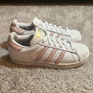 Adidas Superstar White and Pink Shoes